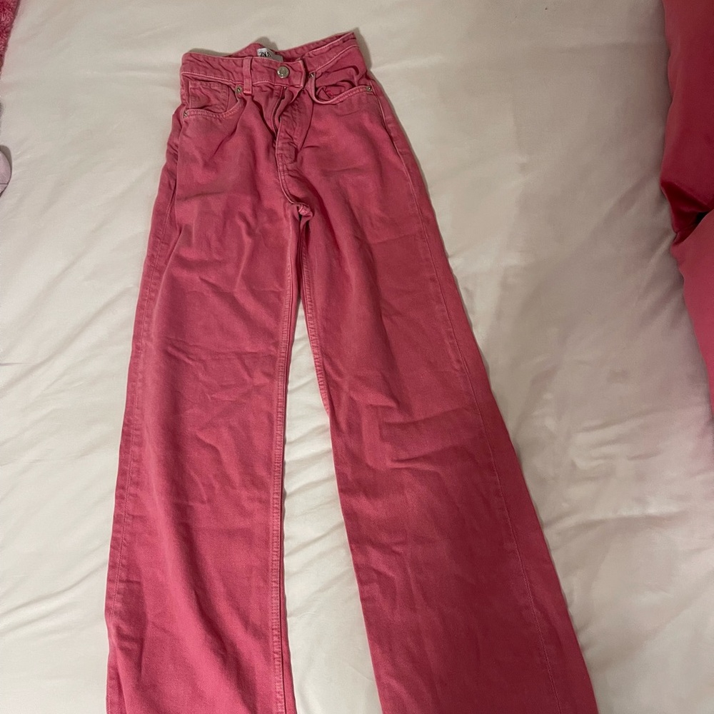 Pink straight leg Zara Jeans
